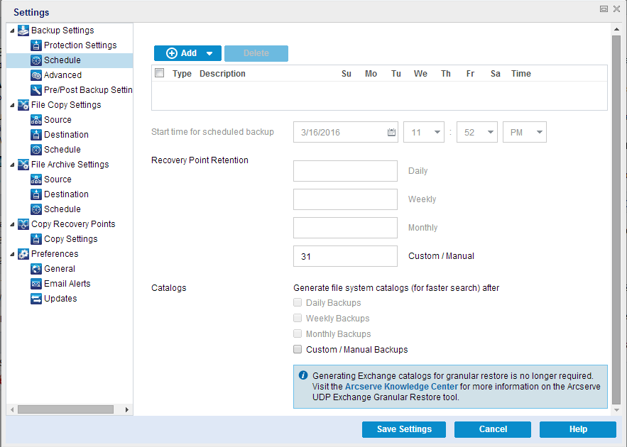 Backup Now - Schedule